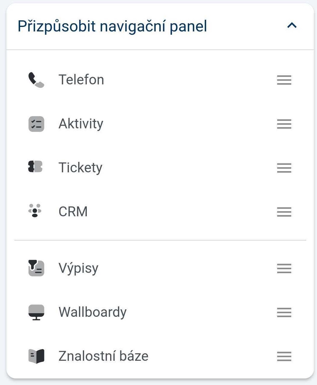 Navigation bar customization with draggable items
