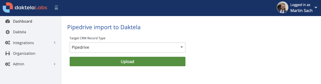 Pipedrive import to Daktela with record type selector