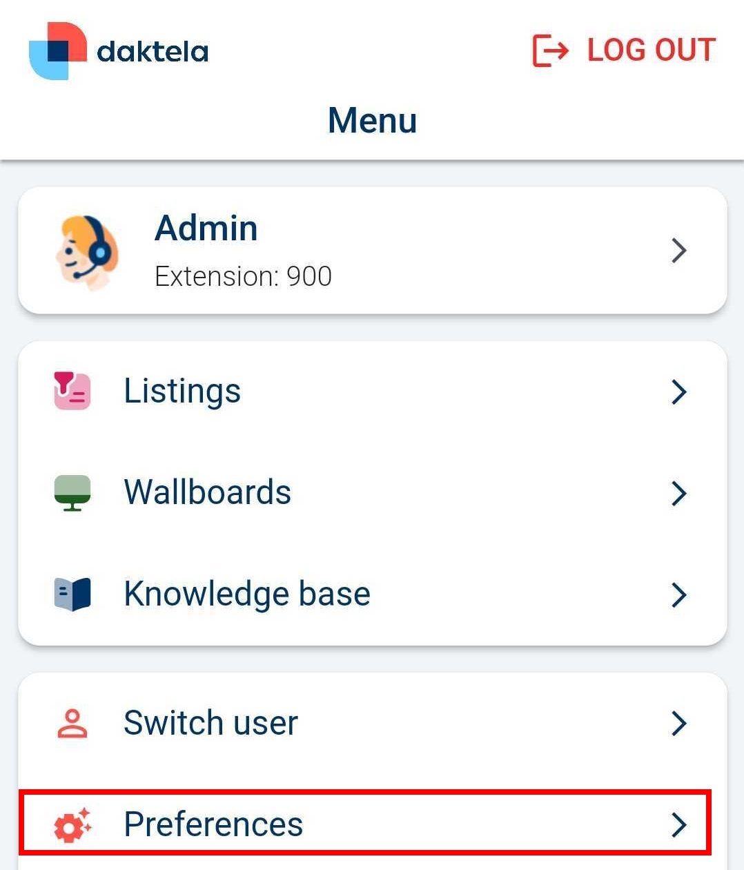 App menu with Preferences highlighted